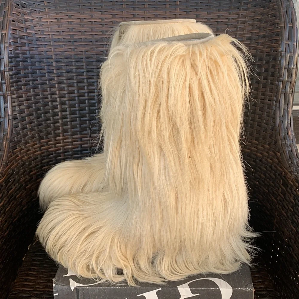 Vintage Open Country ROLUC IDEAL Low Goat Fur Ski YETI Boho Snow Boots - Picture 6 of 16